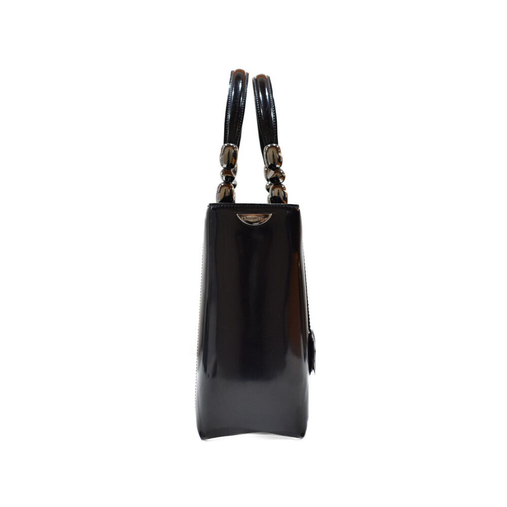 Dior Leather shoulder Patent Maris Black strap Pearl Christian lock Handbag - Picture 3 of 7